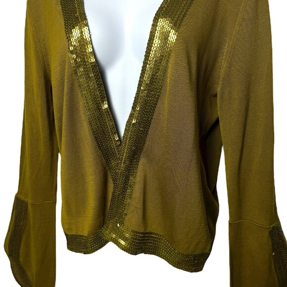 NEW Nordstrom 100% Silk Sequin Openfront Bell Sleeve Cardigan Fairy Festival M/L - Picture 4 of 12